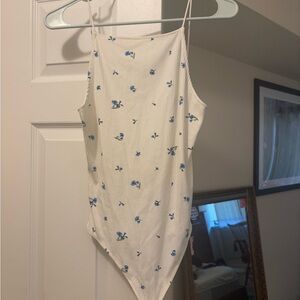 Floral Print White Bodysuit